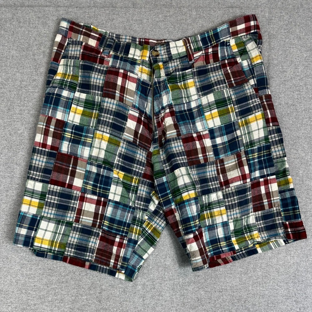 Siegfried Madras Plaid Shorts Mens 38 9" Inseam Multi Color Patchwork Cotton